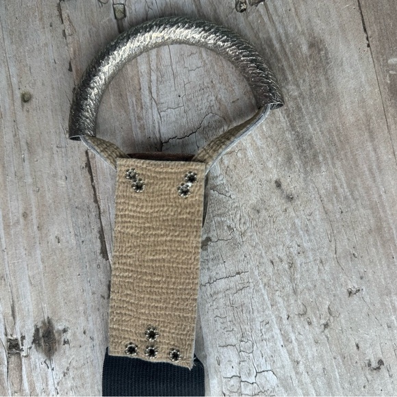 Statement Steampunk Goth Black Stretch Belt Metal Hardware Black Stones festival main image 7